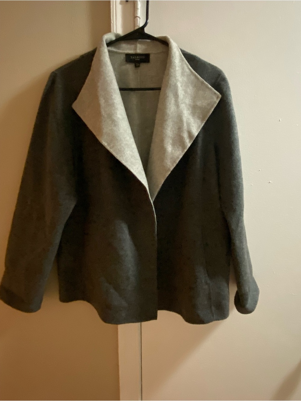 Talbots Two Tone Gray Open Front Double Face Wool Blend Jacket Size XLp